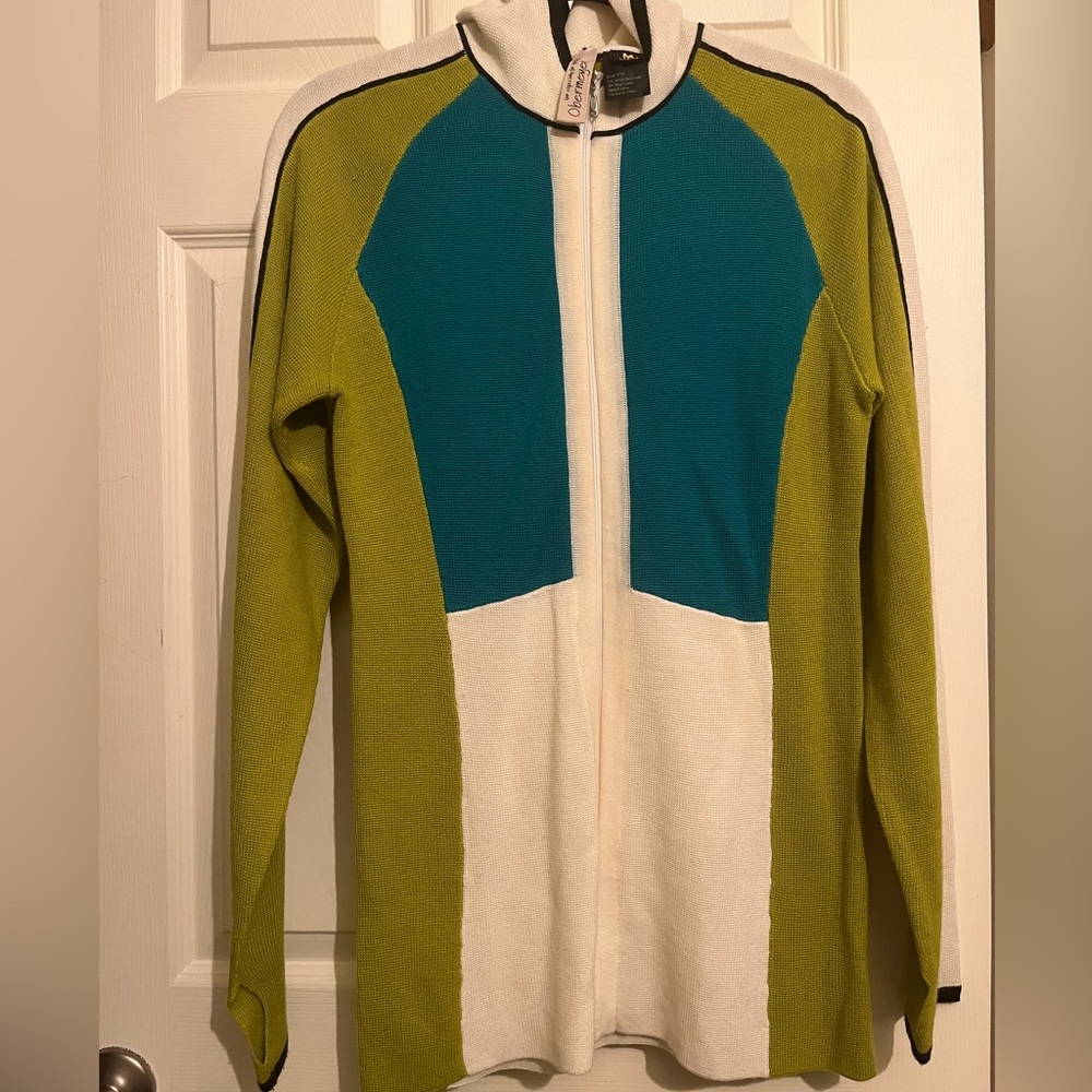 Obermeyer Wool Blend Color-block Full-Zip Hooded Sweater